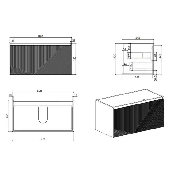 900mm Black Plywood Wall Hung Vanity with Quartz Basin 900mm Black Plywood Wall Hung Vanity with Quartz Basin